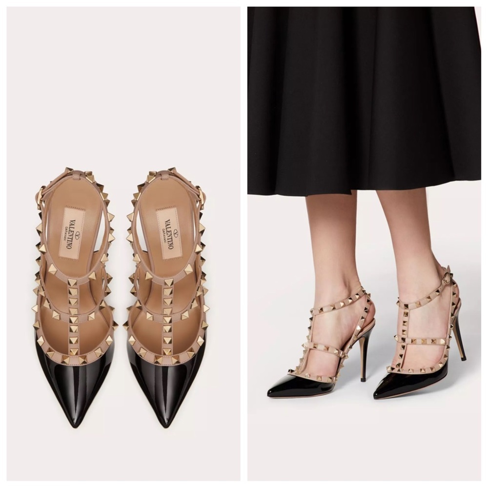 Valentino PATENT ROCKSTUD CAGED PUMP 100MM